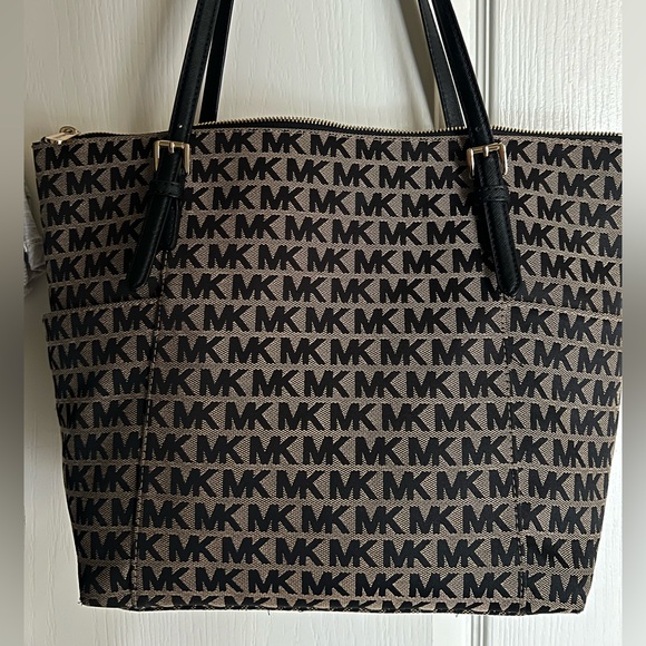 Michael Kors Signature Monogram Black and Tan Tote - Picture 6 of 13